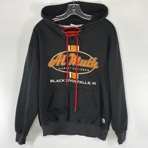 Harley Davidson Al Muth Black River Falls, WI Hooded Sweatshirt Size Medium